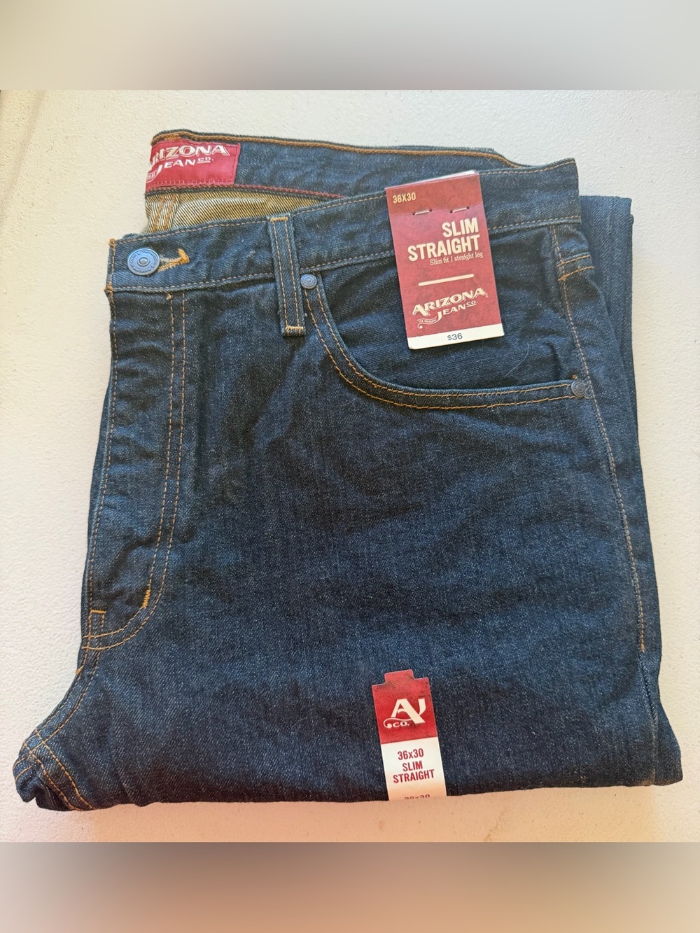 Men’s Arizona Jean Company Slim Straight Jeans in Dark Blue Denim